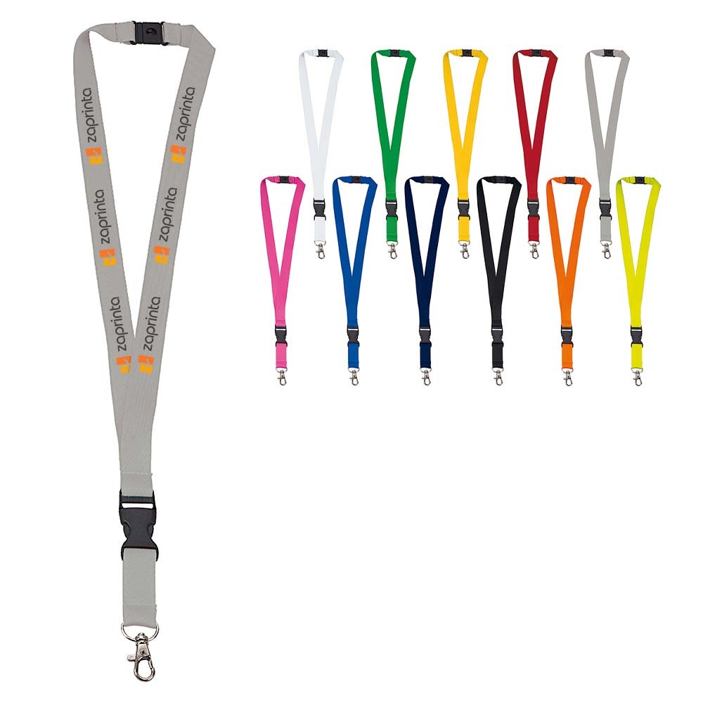 Polyester Lanyard with Removable Plastic Buckle, Metal Clip, and Safety Link - Abbots Bromley - Newent