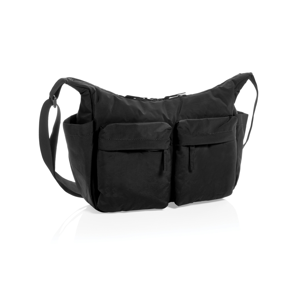 KENTO URBAN RCS recycled nylon padded crossover bag with your logo printed with logo