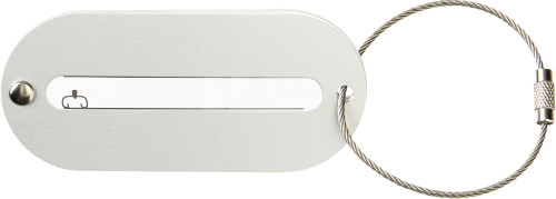 An aluminum luggage tag that comes with a metal cord fastening, from the Little Snoring brand. - Inglesham