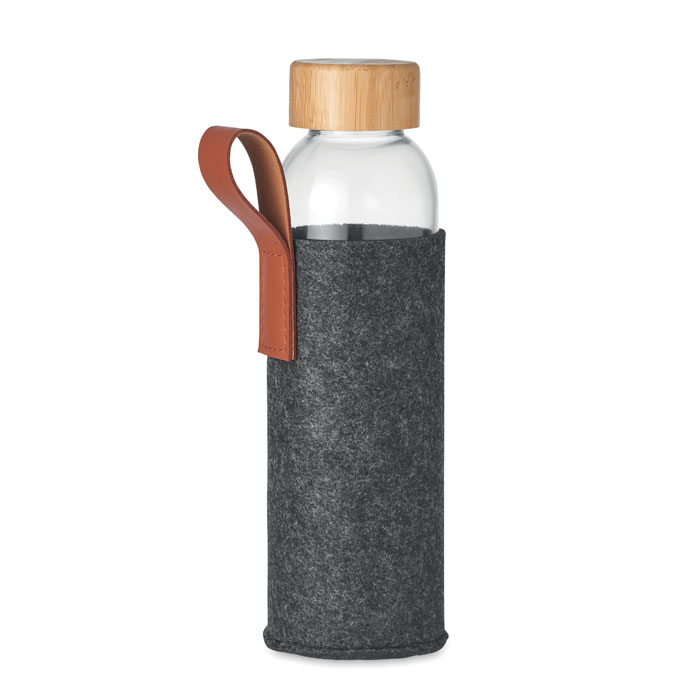 Glass Bottle with Bamboo Lid and RPET Felt Pouch - Tarleton