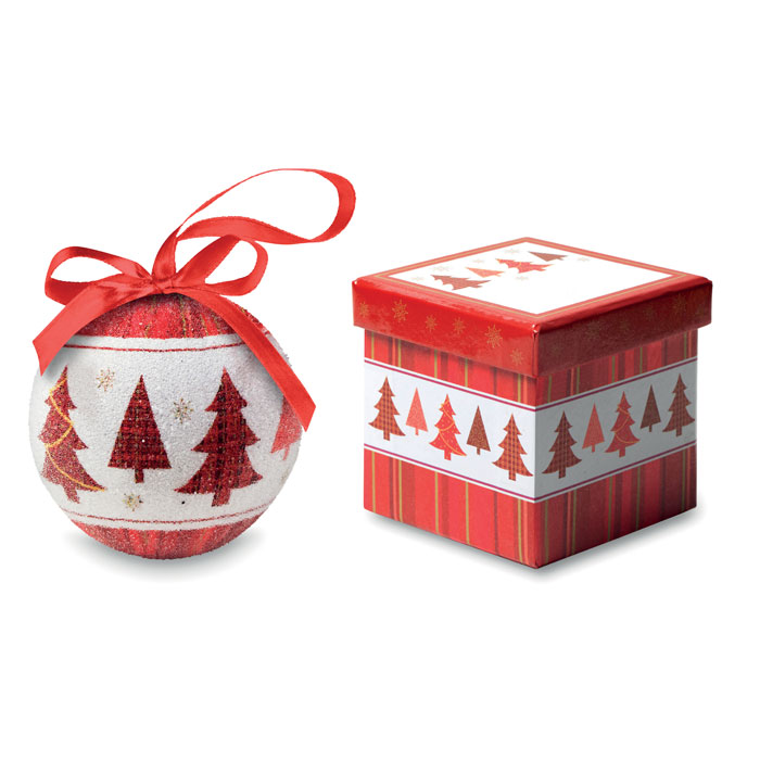 Pearl Finish Christmas Ball with Ribbon Hanger - Ilston
