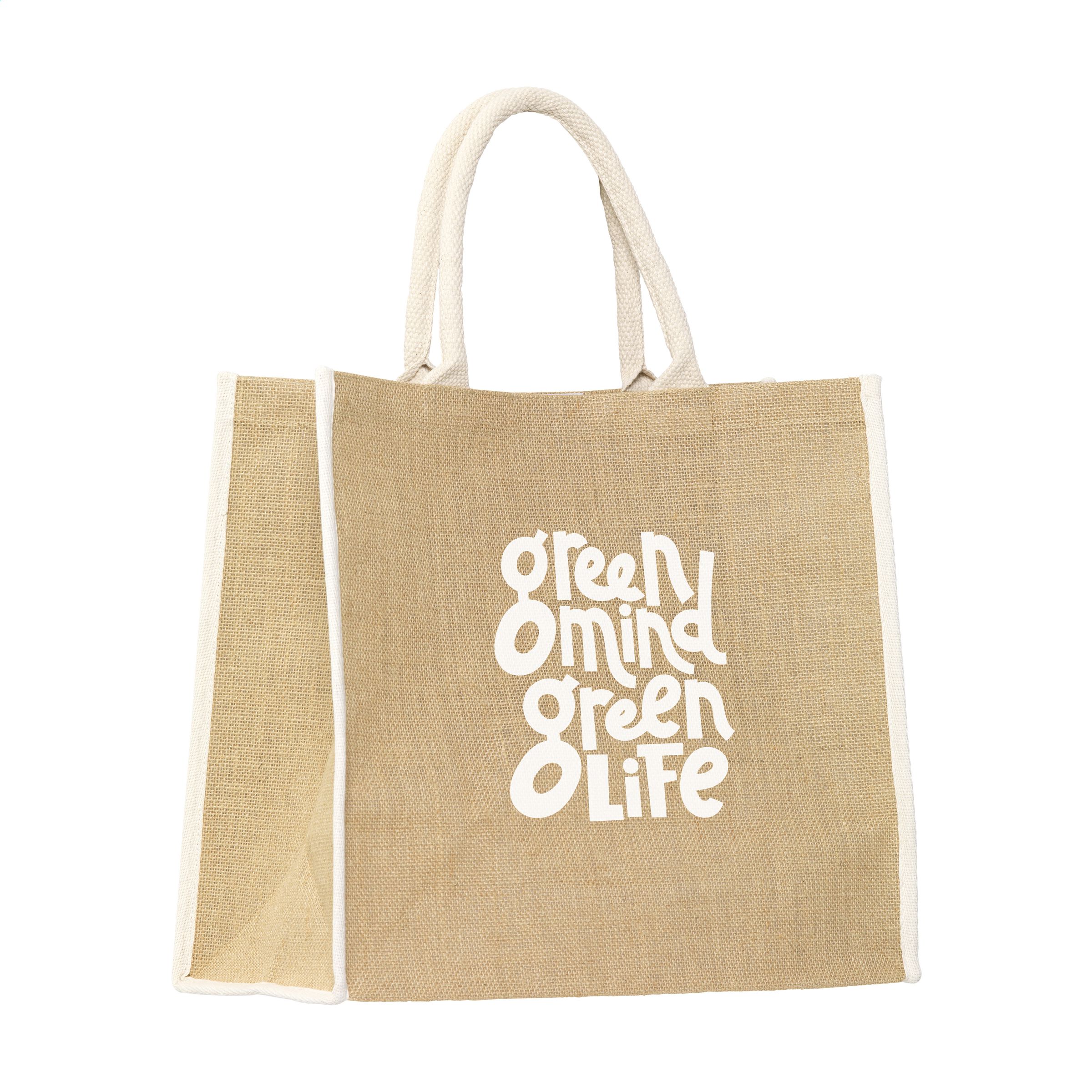 A large jute shopping bag with a laminated interior and short handles - Ashby St Ledgers - Rothley