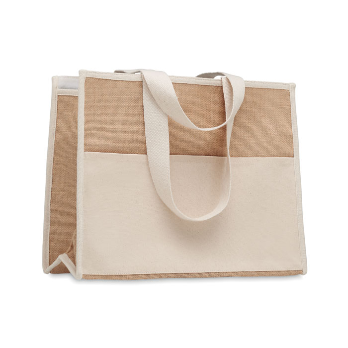 Jute Shopping and Cooler Bag with Canvas Pocket - Enstone