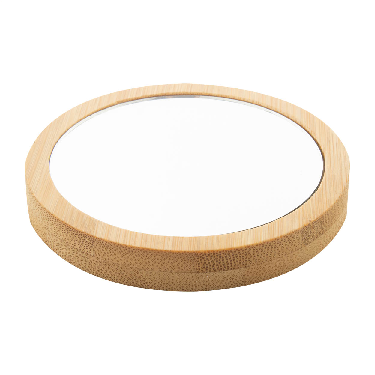 Makeboo round bamboo pocket mirror with logo, handy for on the go printed with logo