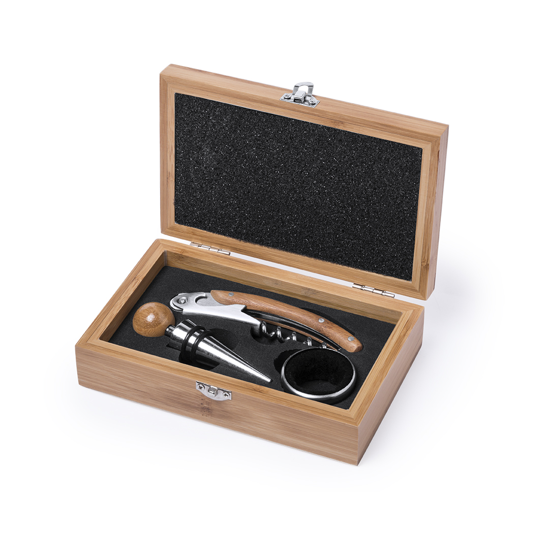 Set de vino de bambú con accesorios de acero inoxidable - Handsworth