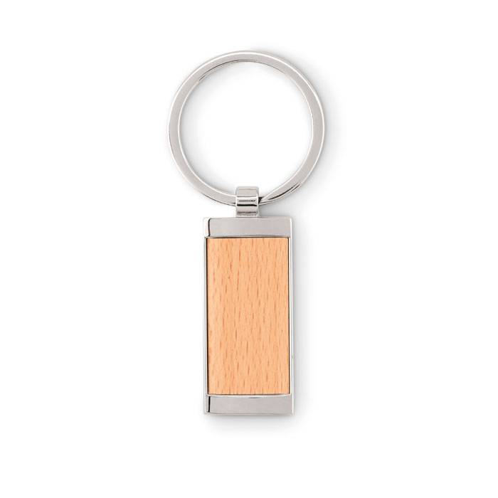 Rectangle Wooden and Zinc Alloy Key Ring - Tynemouth