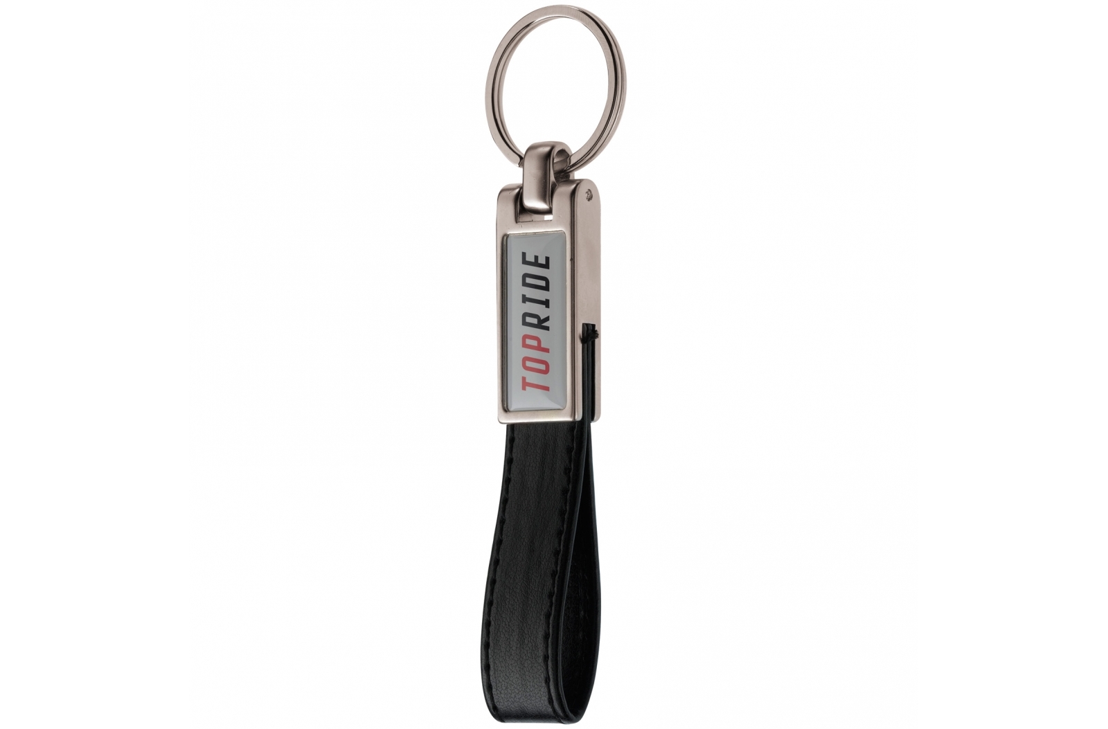 Porte-clés en cuir avec un pendentif rectangulaire en dôme - Criccieth