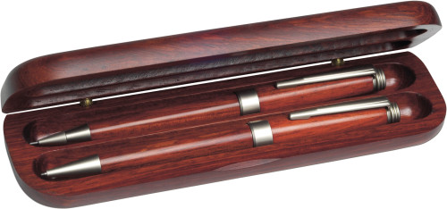 Rosewood and Metal Writing Set - Paston