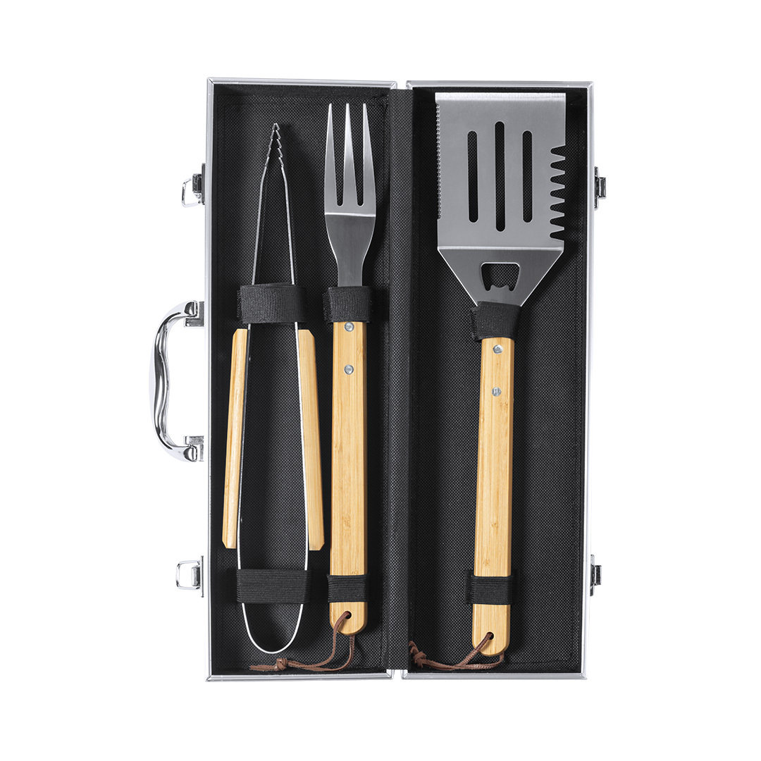 Eco-friendly barbecue set with metal accessories and bamboo handle - Meopham - Leeds