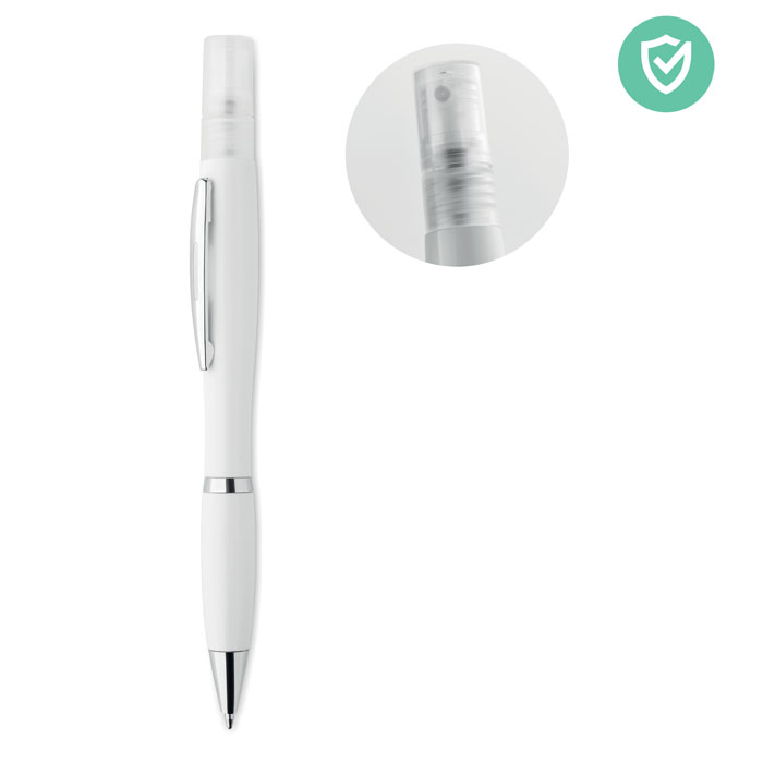 An antibacterial ballpoint pen that includes a spray container - Huntly