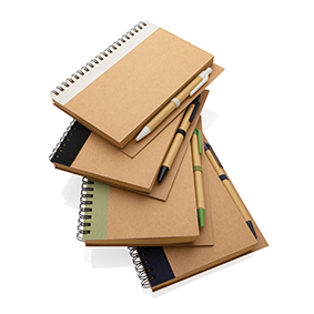 Kraft spiral notebook with a pen - Bacton