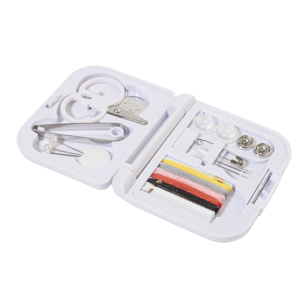 Kit de costura de viaje MendKit en estuche de ABS reciclado con logo