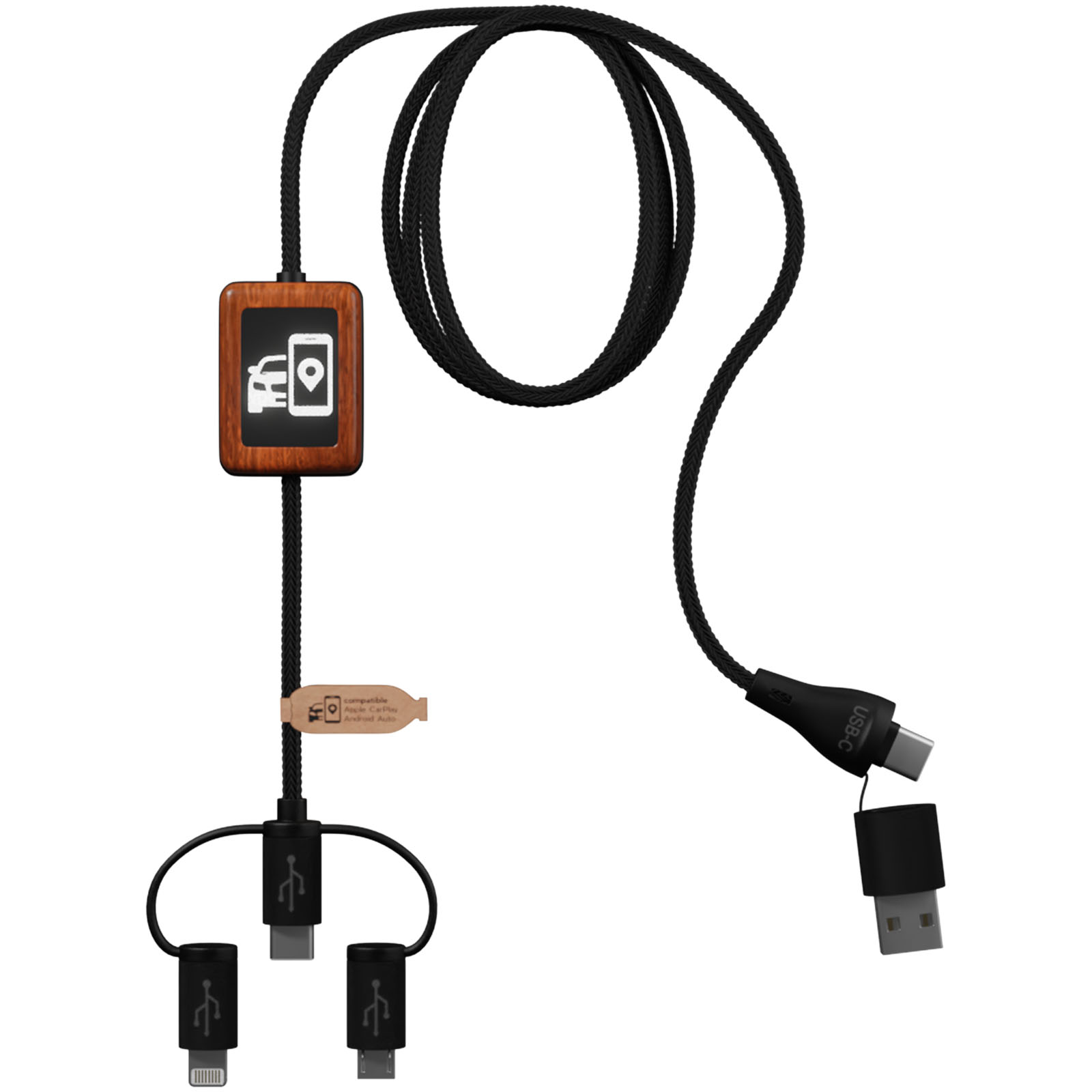 Eco-friendly charging and data transfer cable with illuminated logo - Bebington