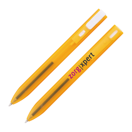 EGINA Flacher Kunststoff-Kugelschreiber Frosty Peekay - Calbe