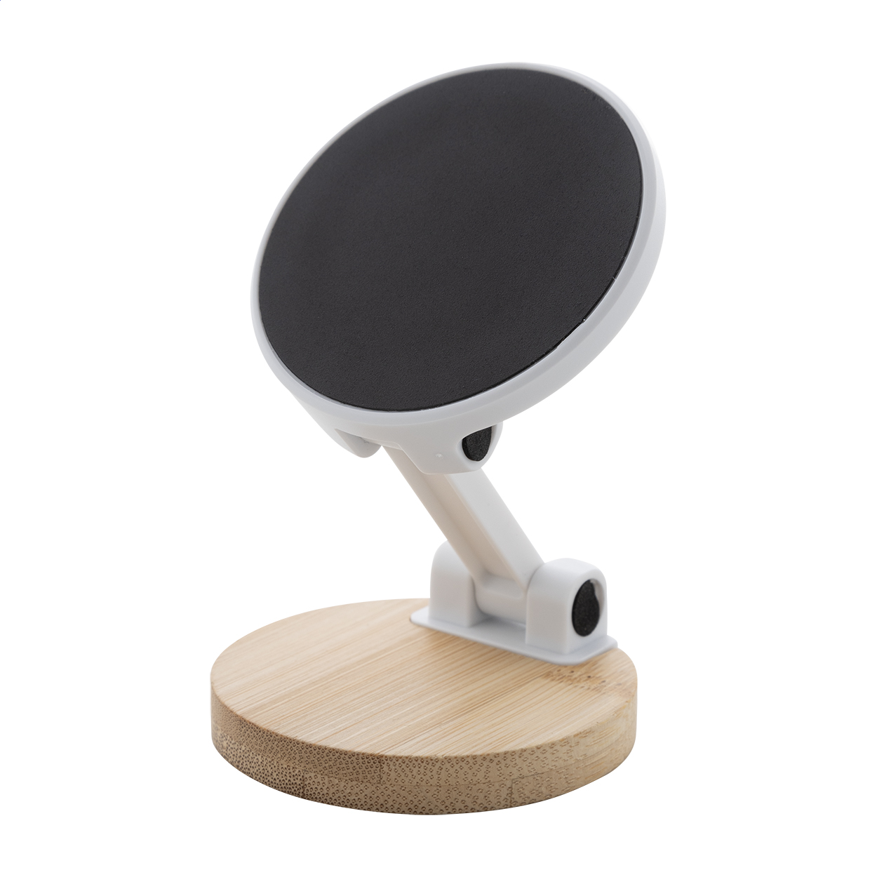 Magba magnetic desk phone holder in bamboo and recycled ABS, logo