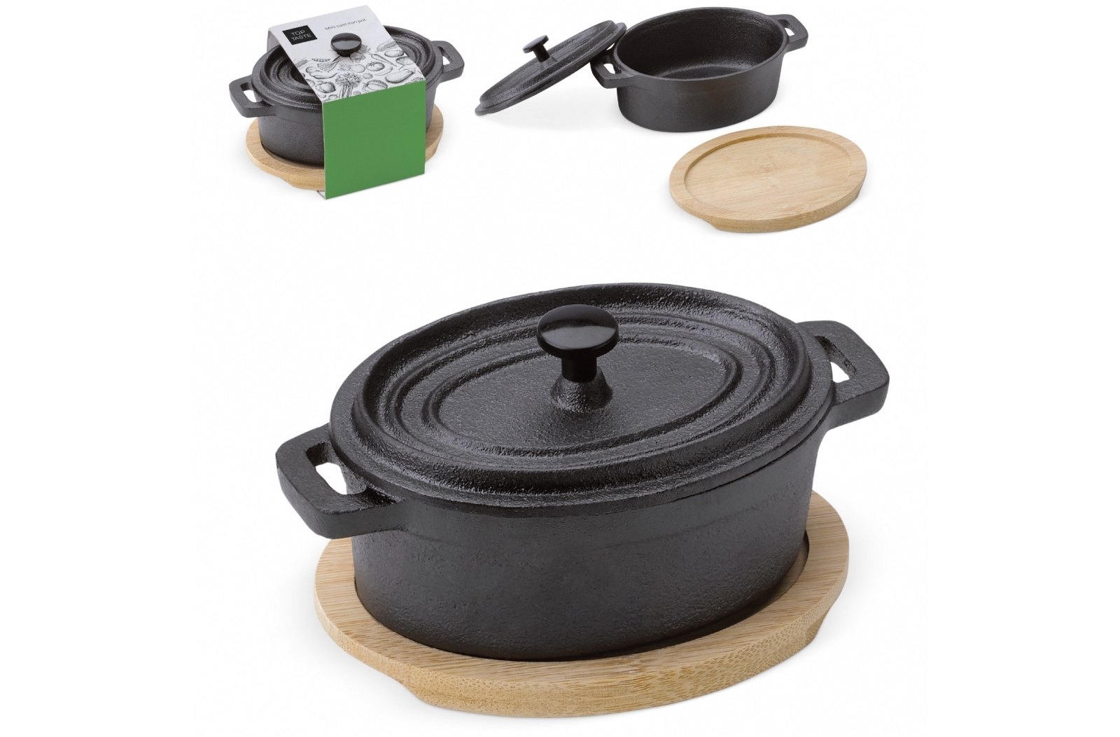 Mini Round Cast Iron Pan on Wooden Serving Tray - Cawdor