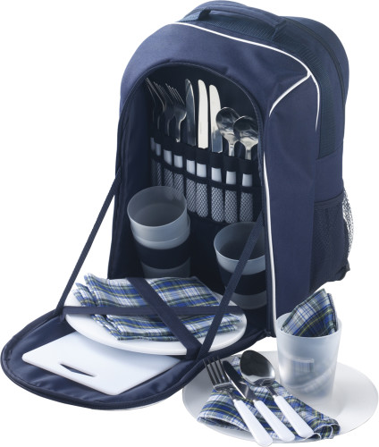 A 25-piece picnic backpack made of polyester that comes with plastic cutlery - Ham Street