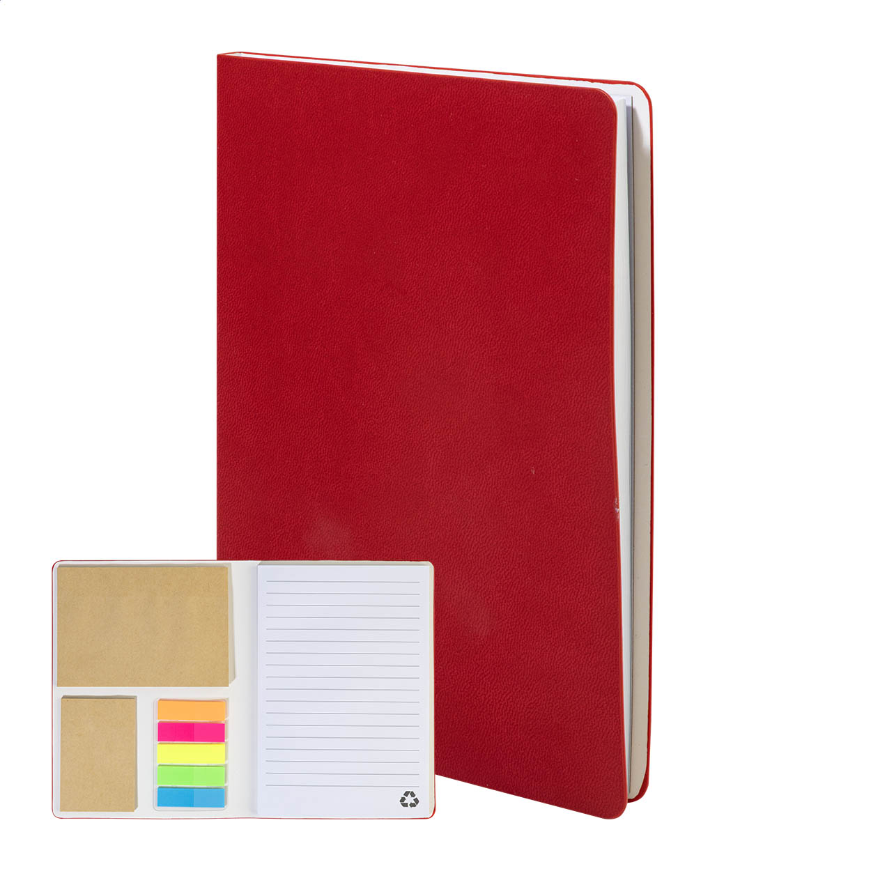 Krappuk B6 recycled PU notebook with sticky notes and page markers