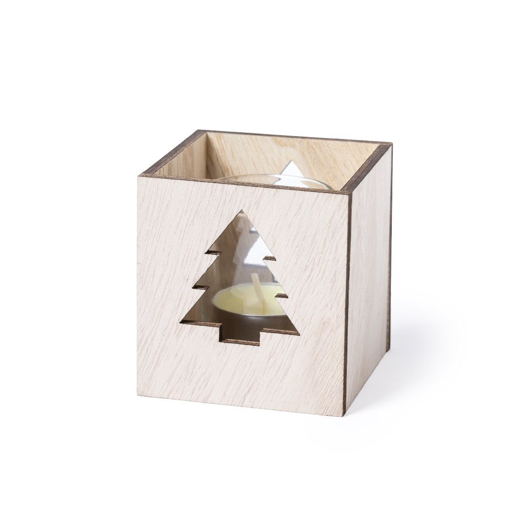 Vanilla Scented Glass Christmas Candle with Die-Cut Wooden Box - Upper Broughton