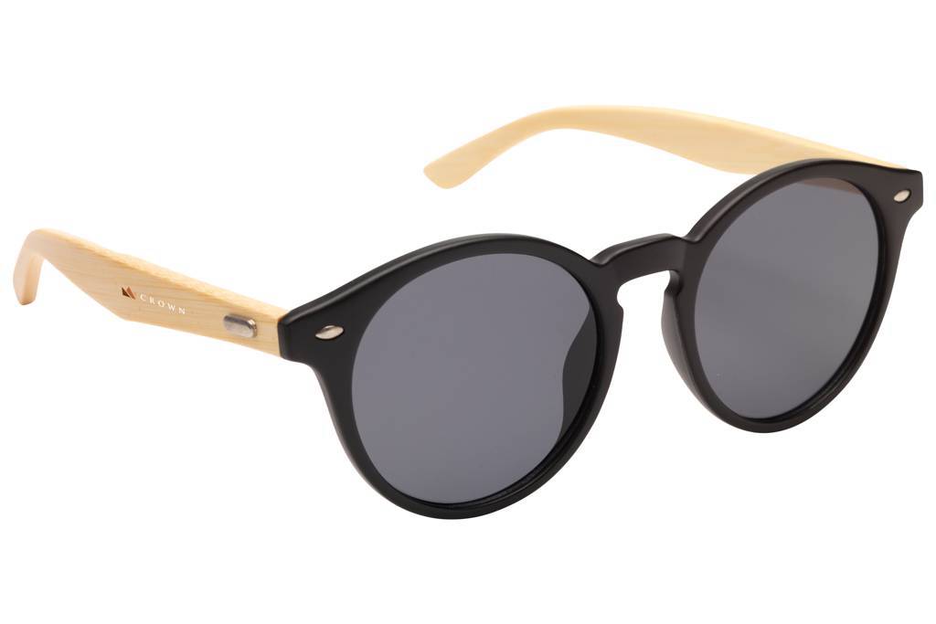 Eco-friendly round sunglasses with bamboo temples and UV 400 protection - Exeter