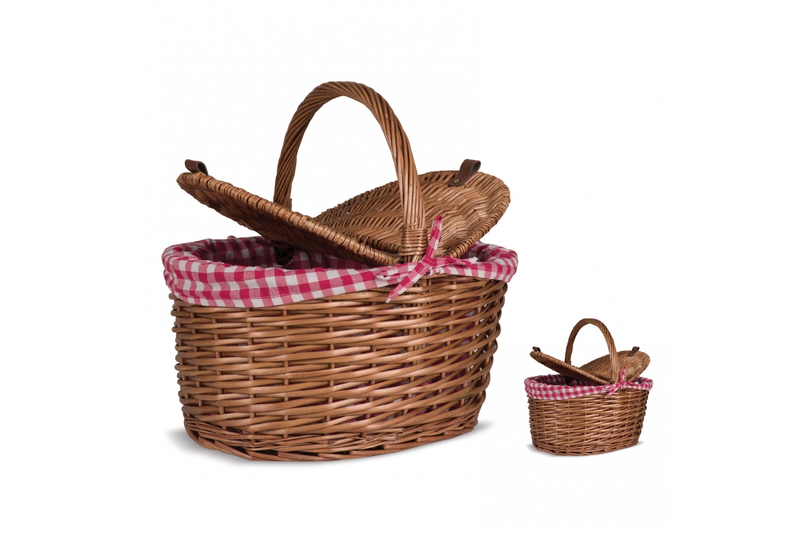 Classic Checkered Lined Wicker Picnic Basket - Edge Hill
