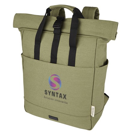 EcoRoll 15” Recycled Canvas Rolltop Laptop Backpack - Ham Street