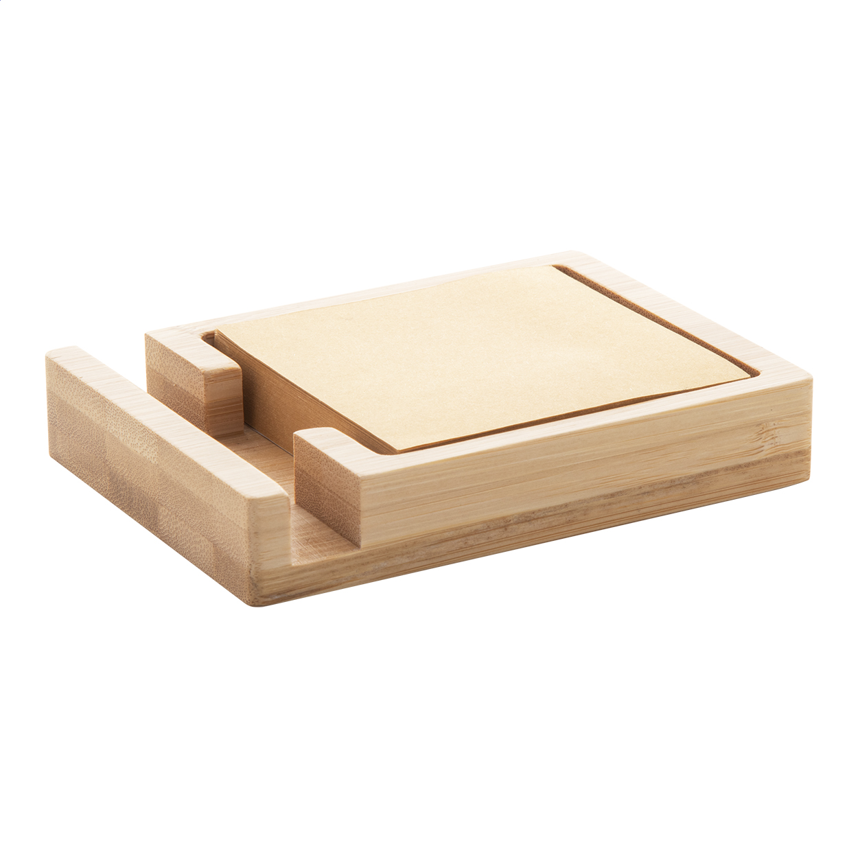 Matsu bamboo mobile holder notepad, 125 recycled kraft sheets, with logo printed with logo