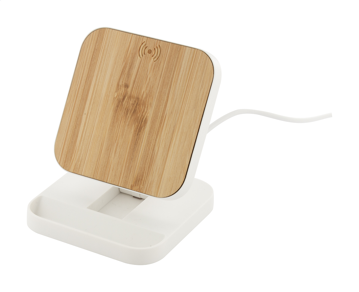 EcoCharge Bamboo Wireless Stand - Nibthwaite printed with logo