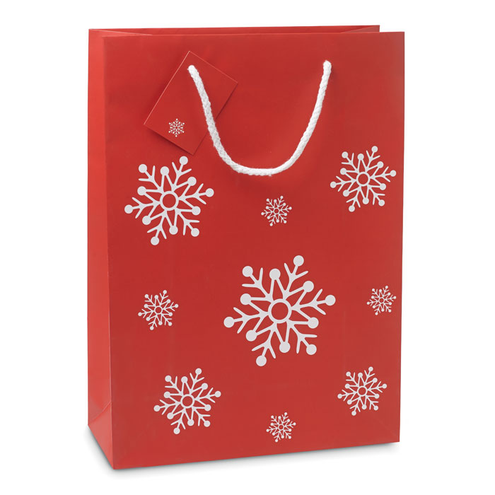 Elegant Snowflakes Pattern Large Gift Paper Bag with Tag - Highcliffe