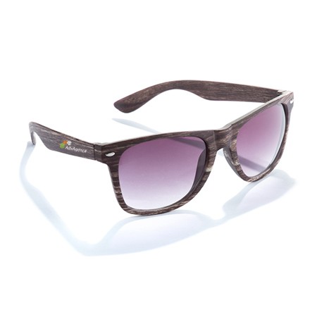 Classic UV400 Protection Sunglasses with Imitation Wood Design Frame - Newbold on the Wolds