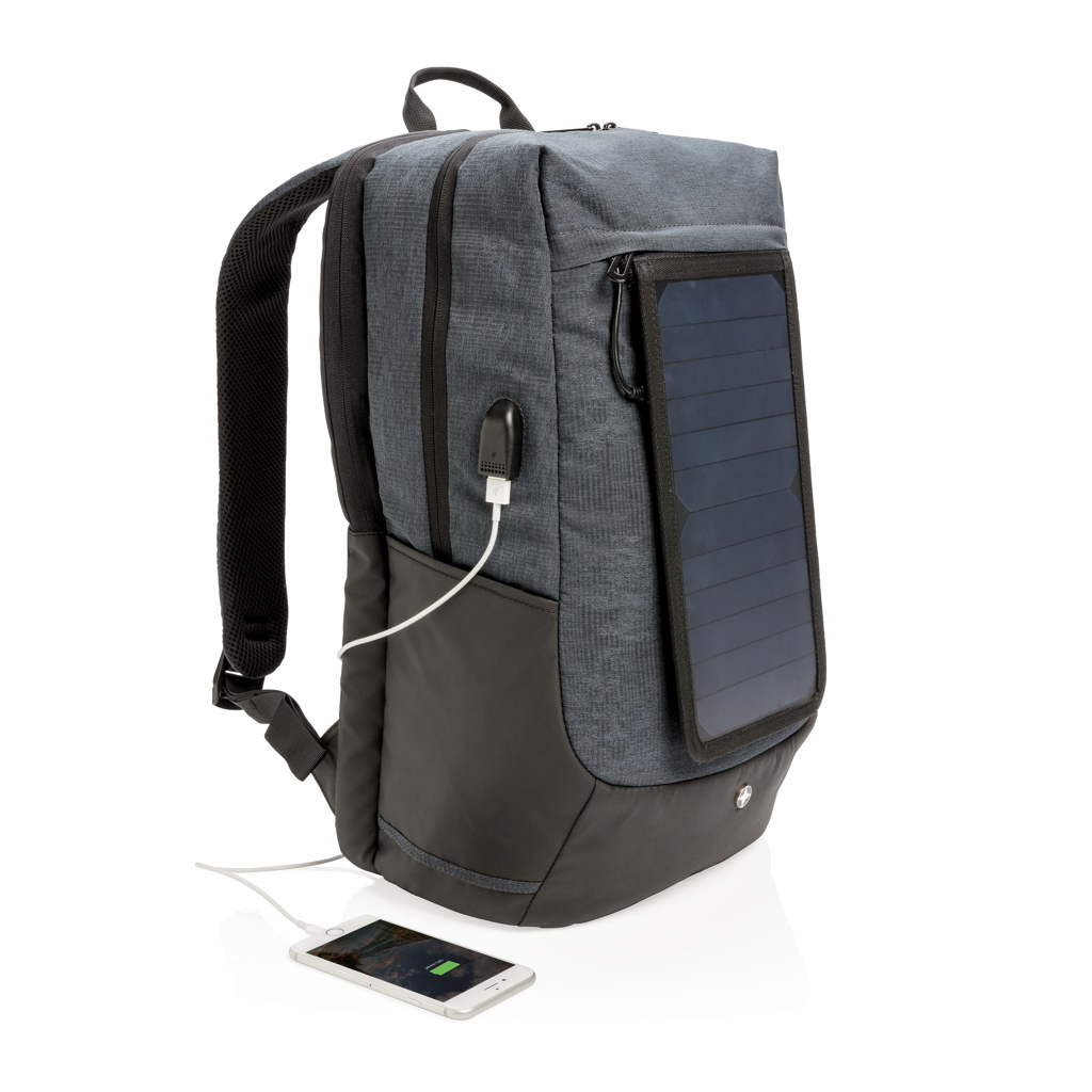 Solar Charge Backpack - Newbold Verdon printed with logo