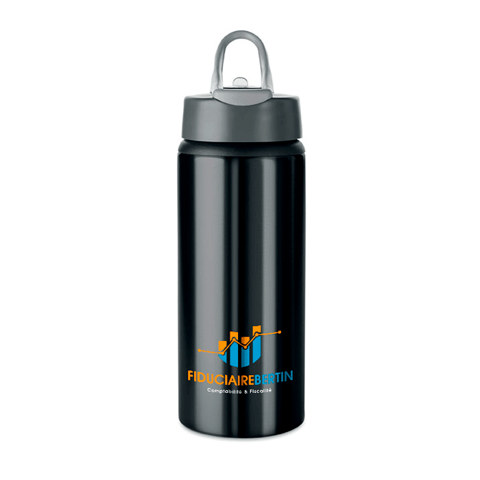 Personalisierte Aluminiumflasche mit faltbarem Trinkhalm 600 ml - Jonathan