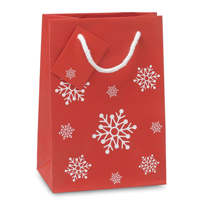 Elegant Snowflakes Pattern Gift Paper Bag with Tag - Saffron Walden