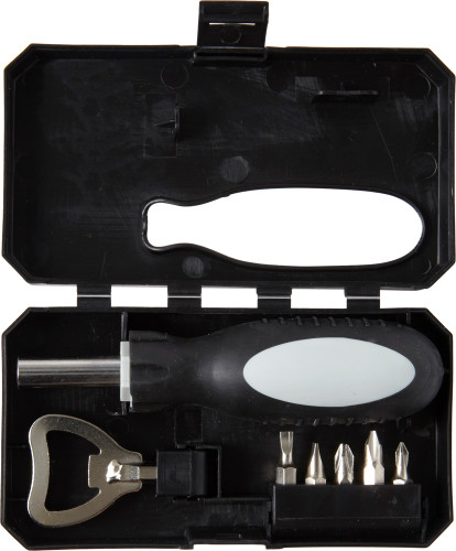 Eight-Piece Toolkit with Screwdrivers and Bottle Opener in ABS Case - Kibworth