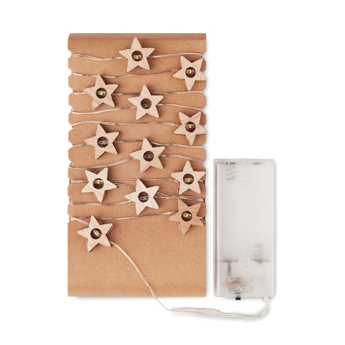 Wooden Star-Shaped LED String Lights - Wick