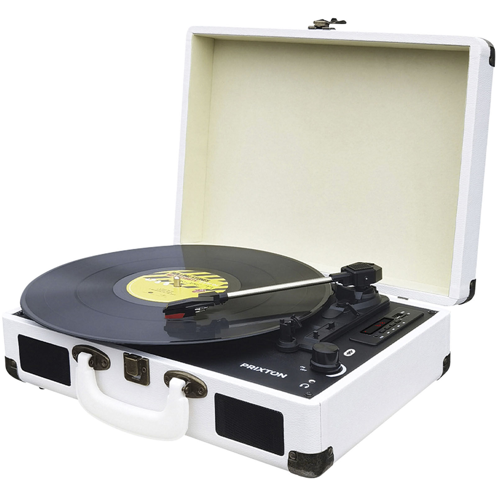 A portable vinyl record player in the style of a briefcase. - Sheringham