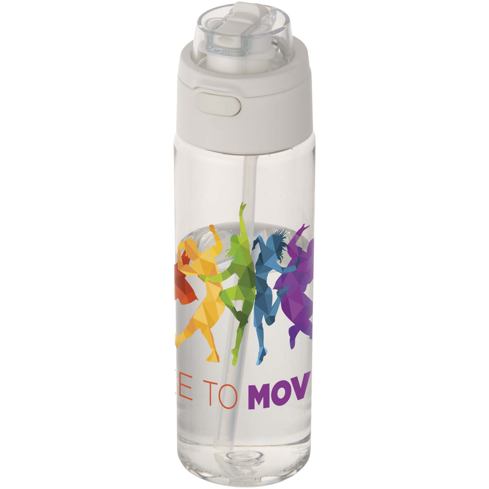 Theron 700 ml RCS water bottle made from recycled plastic with a dual-function lid and a flip-out straw.