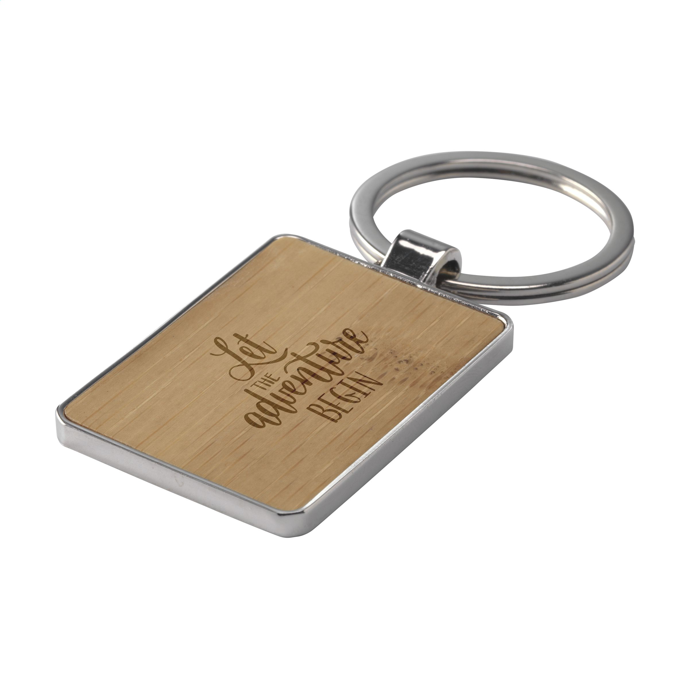 Metal keychain with bamboo inlays - Stoke Poges - Stafford