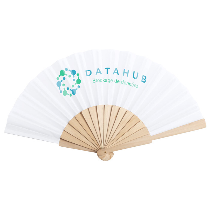 Eco-Friendly RPET Material Fan with Wooden Ribs - Minehead
