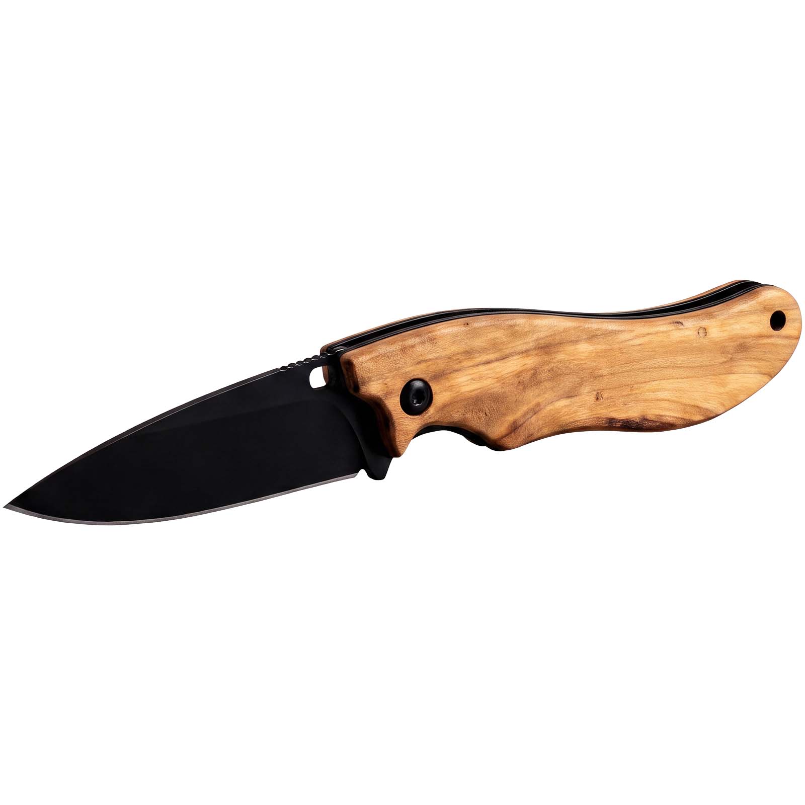 SCX.design T33 olive wood folding knife with logo printed with logo