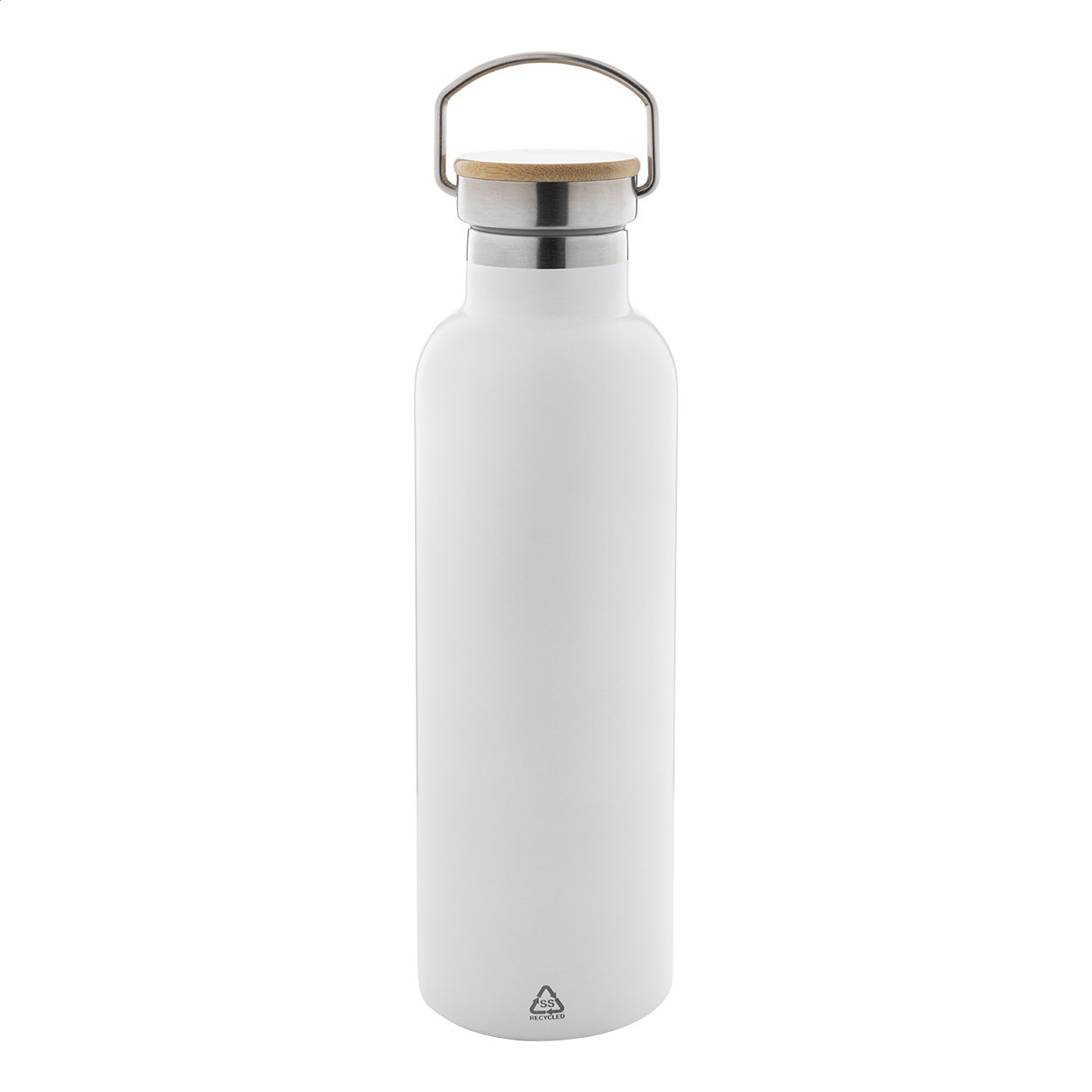 Renaslu L recycled stainless steel insulated bottle, bamboo lid, 750 ml, logo