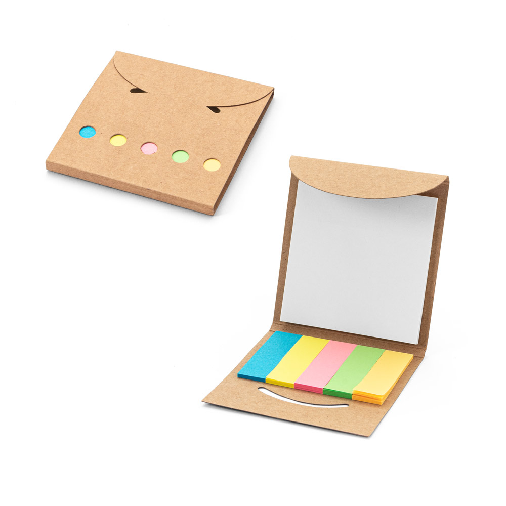 AINSLEY. 2-in-1 office set, made from 100% recycled paper, with 6 sticky notes
