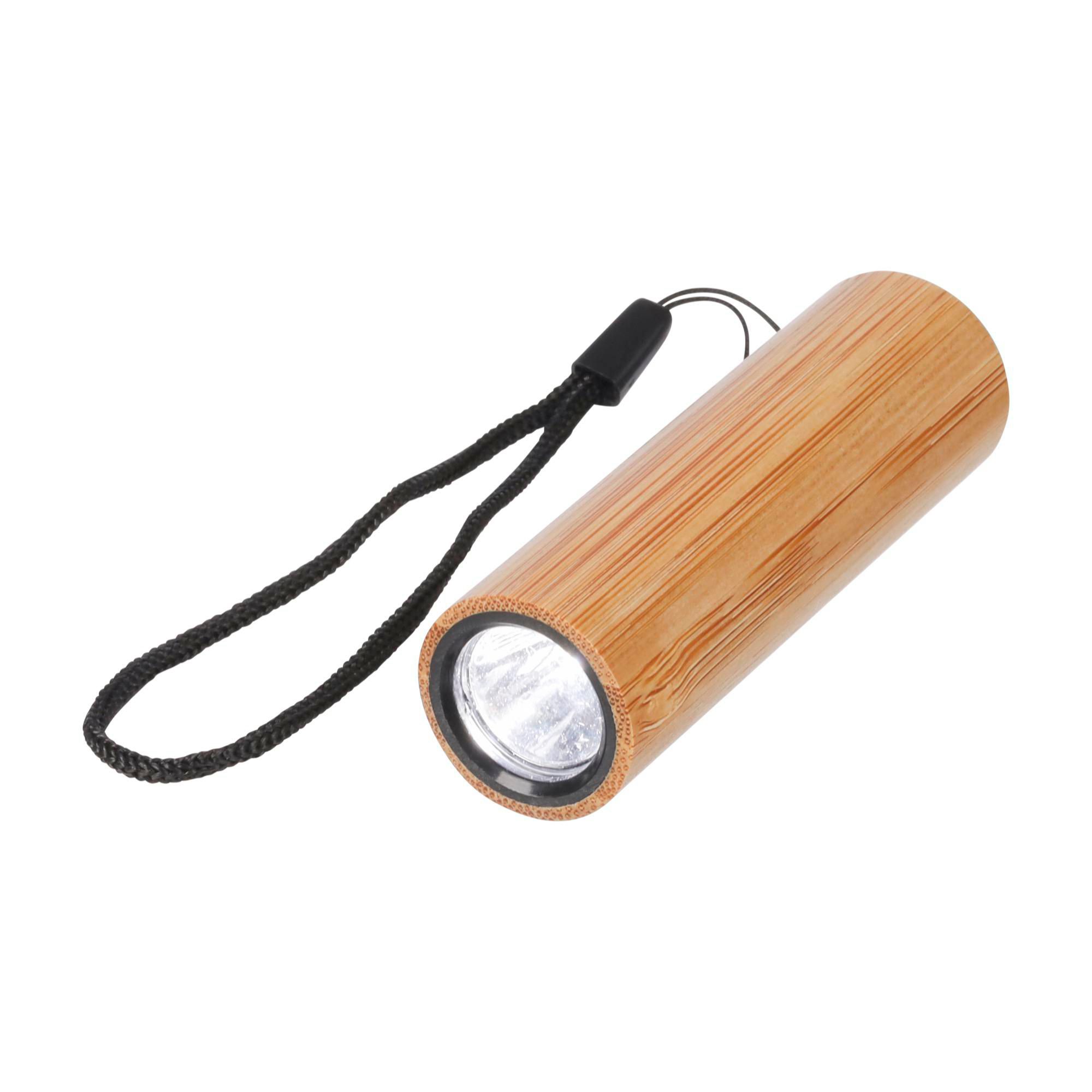 EcoBright Bamboo Flashlight - Meriden printed with logo
