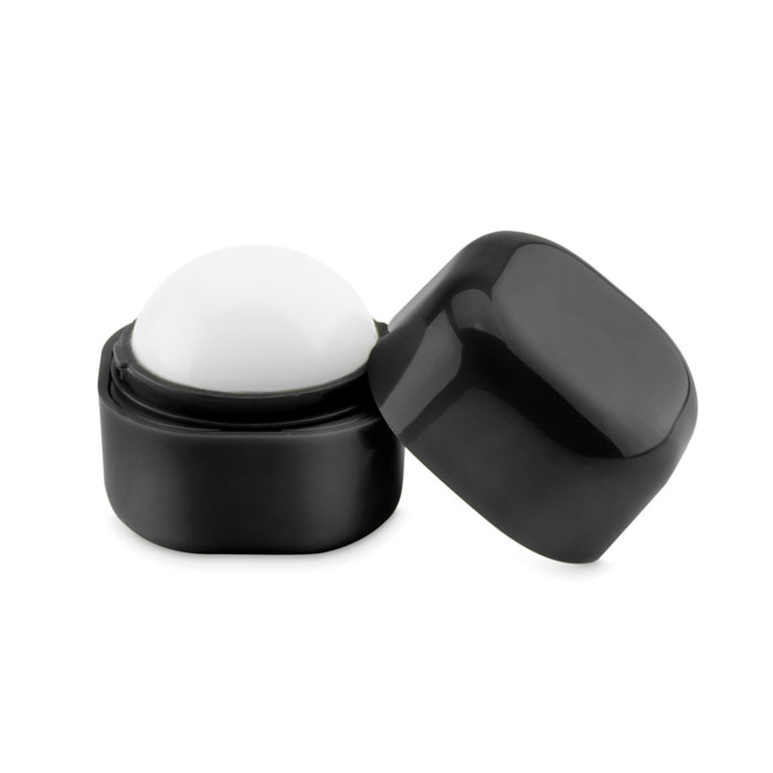 A ball-shaped vanilla flavored lip balm in a square-shaped ABS box - Westbury