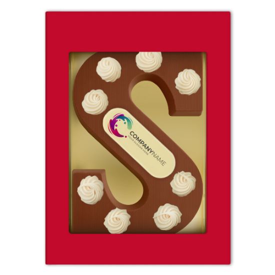 Luxury Chocolate Letter S with Personalized Logo Shield - Great Haseley - Elland