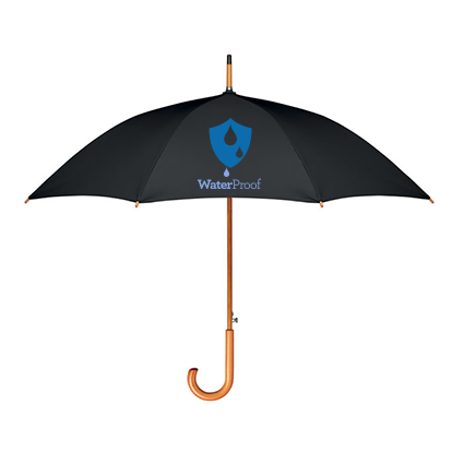 23-inch automatic-opening umbrella made of RPET Pongee fabric and featuring wooden details - Kempsford