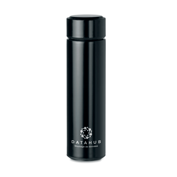 LED Touch Thermometer Stainless Steel Vacuum Bottle with Tea Infuser 450ml - Bolton   