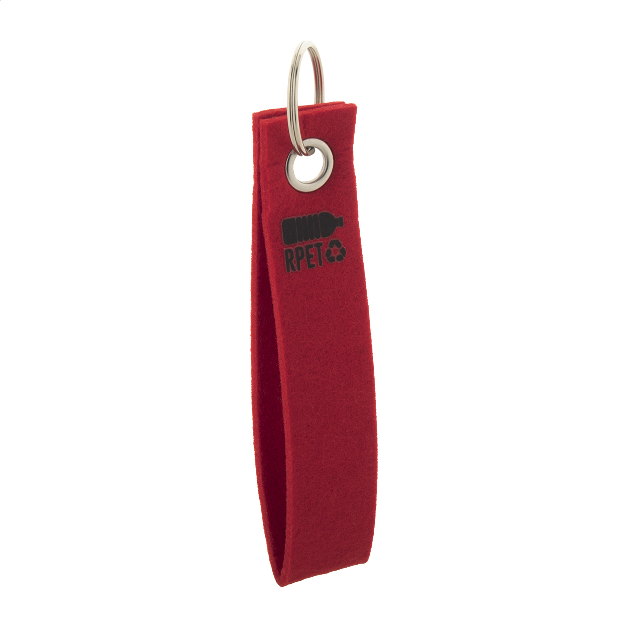 Refek RPET felt keyring with metal ring and logo printed with logo