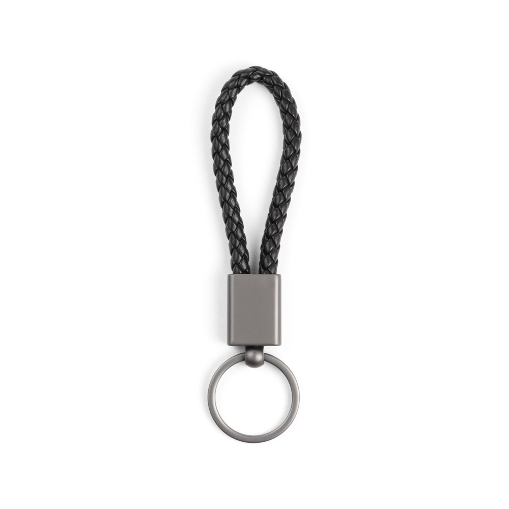 KETCHUM. Rectangular keychain with braided polyester cord (21% recycled) and 79% polyurethane