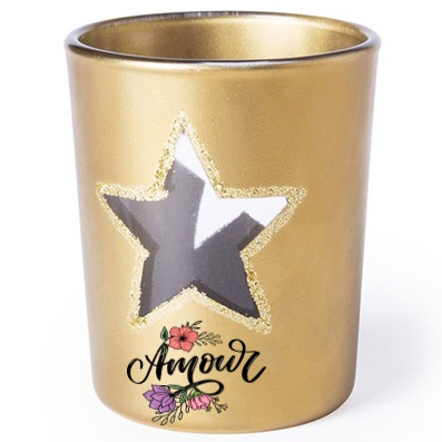 Star Design Christmas Candle in Glass Container - West Liss